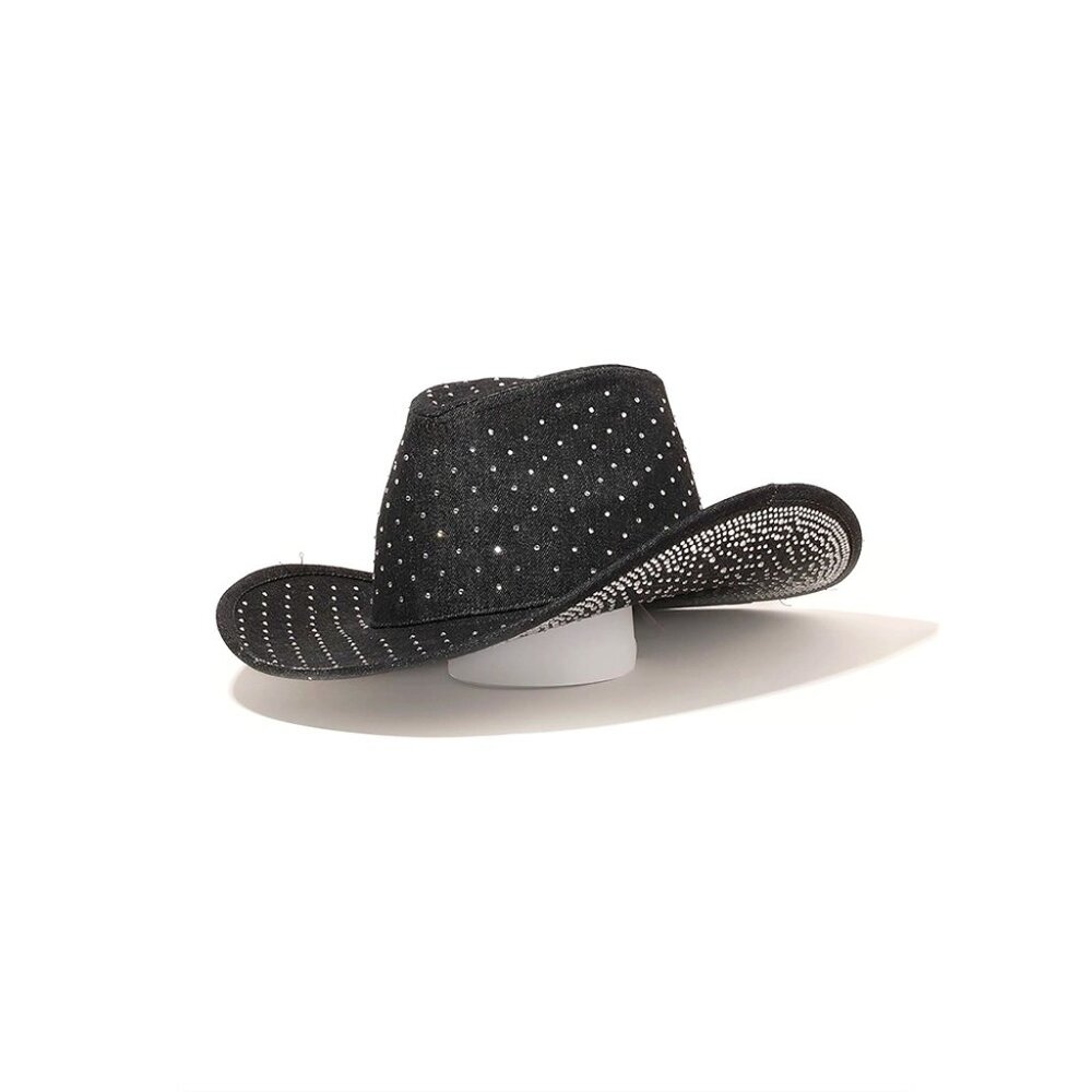 Rhinestone Studded Denim Cowboy Hat